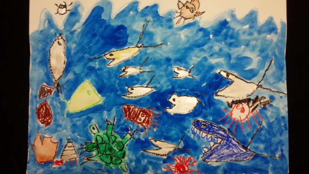 水彩画　小学生の絵 小学生でも水彩絵の具で簡単！面白い技法を組み合わせて、夏の午後の