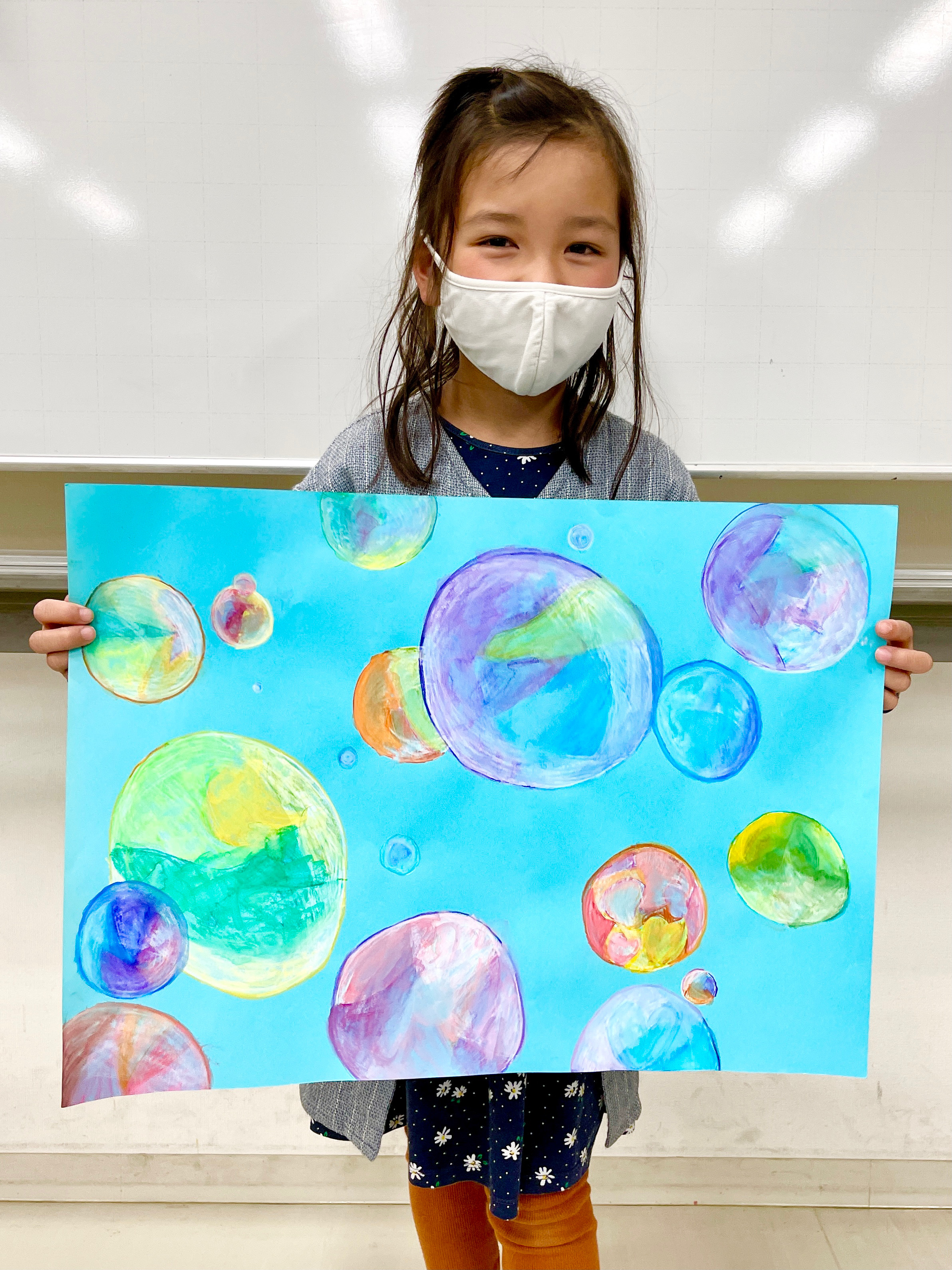 満面の笑顔 なんてオシャレな作品の完成でしょう 生き抜く力を育てる絵画教室 入間市 東久留米市 絵画教室 幸せエネルギー研究所